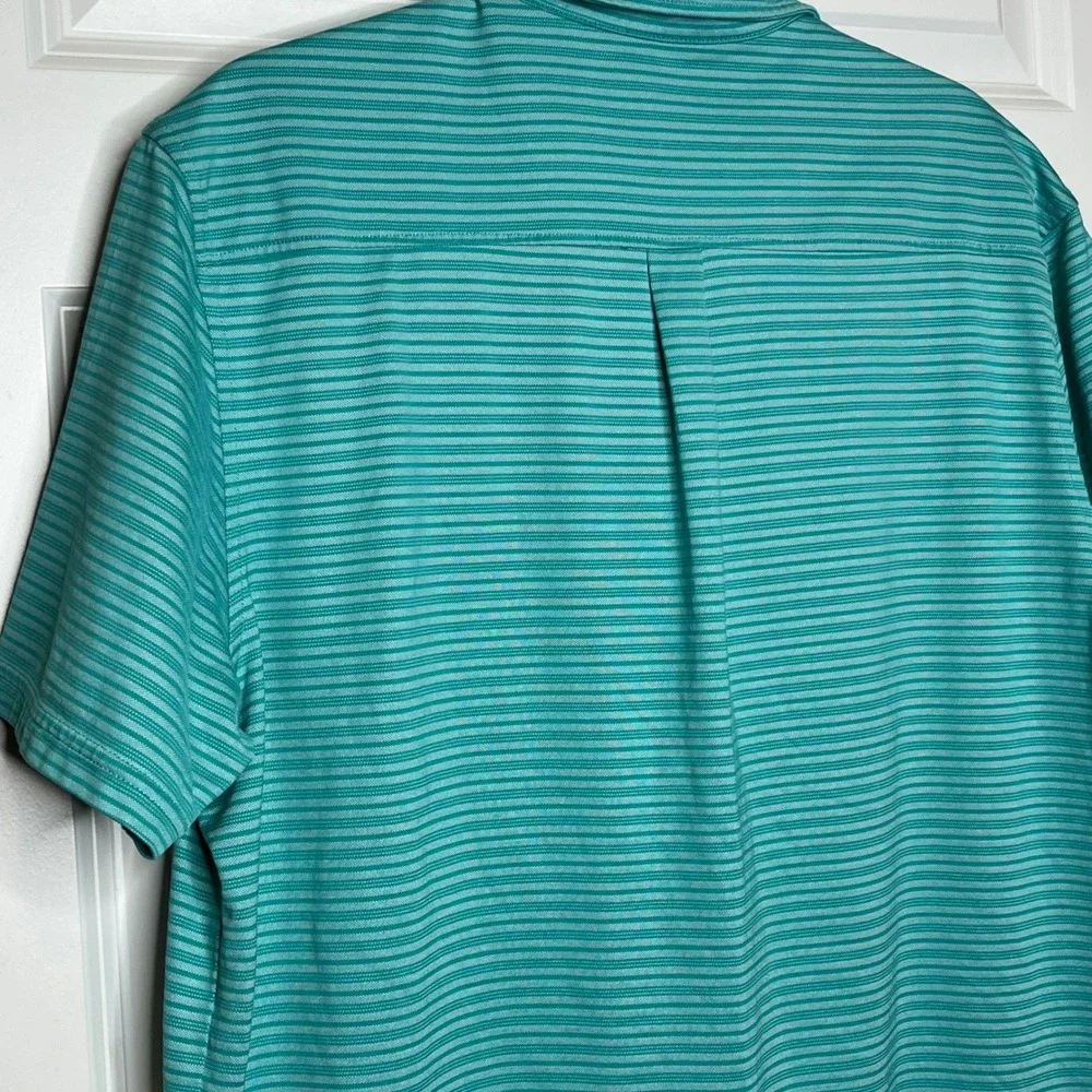 Tommy Bahama Striped Polo Shirt XL Pima Cotton Blue Green Golf‎ Sport